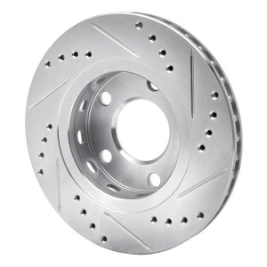 Audi S4 Brake Rotor (1) - Rear Left - R1 Concepts - Drilled & Slotted - Silver - `00-`02